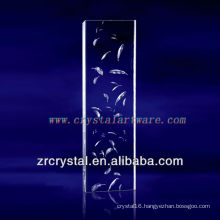 K9 3D Laser Feather Etched Crystal with Pillar Shape